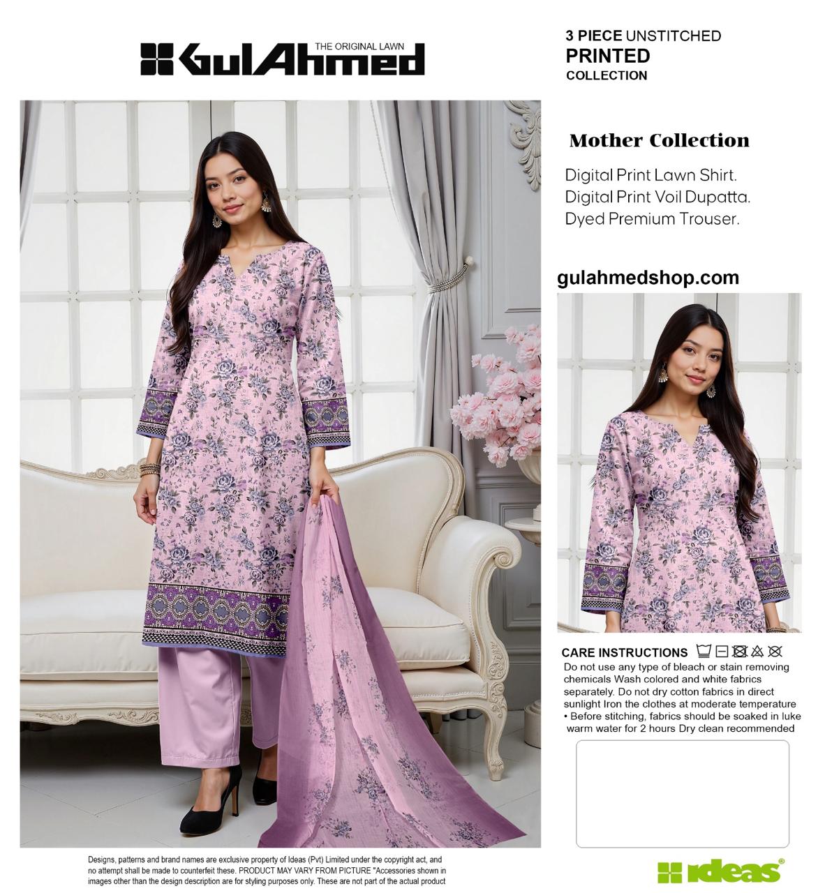 G.U.L AHMAD DIGITAL PRINTED LAWN 3-PC G&A-04